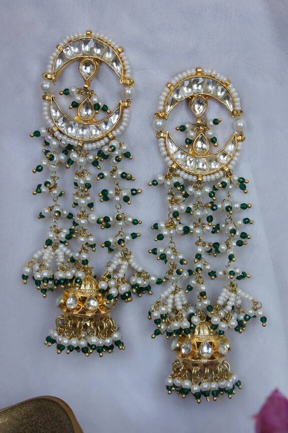 Paisley Pop Kanaklata Kundan Embellished Jhumka Earrings