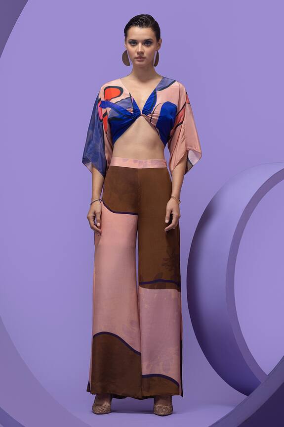 Nautanky Artistic Print Boxy Crop Top & Pant Set