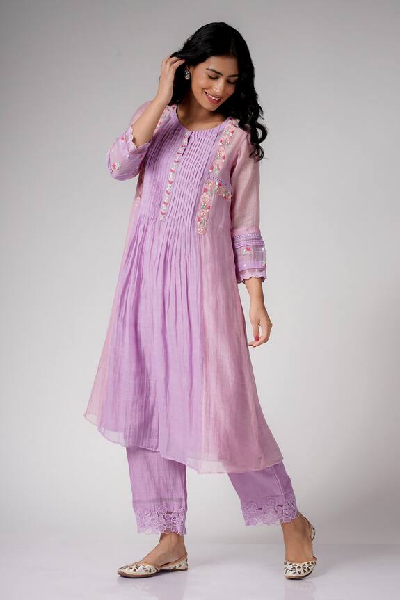 Label Mansi Nagdev Aasia Chanderi Embroidered Anarkali & Palazzo Set