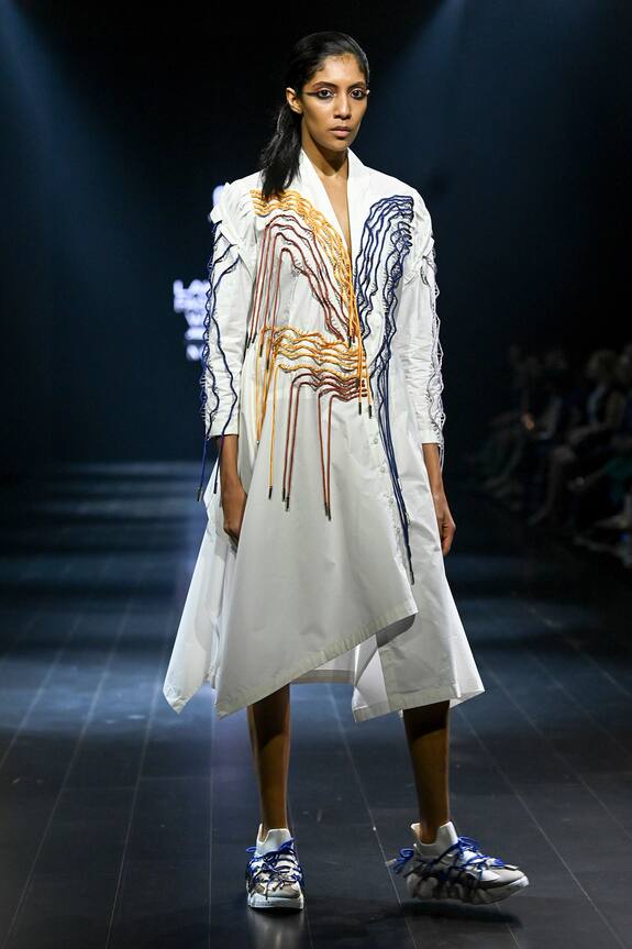 Nitin Bal Chauhan 3D Cord Embroidered Full Sleeve Dress