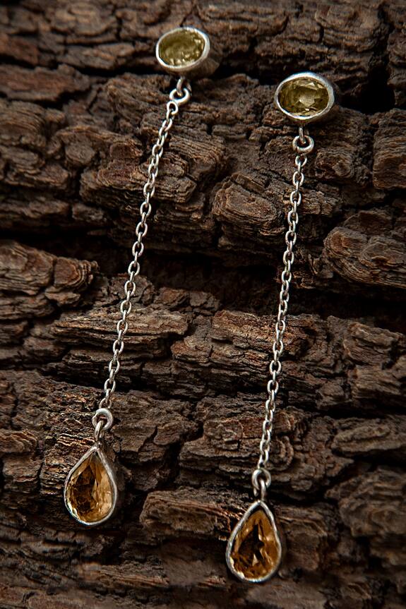 Neeta Boochra Peridot & Citrine Chain Earrings