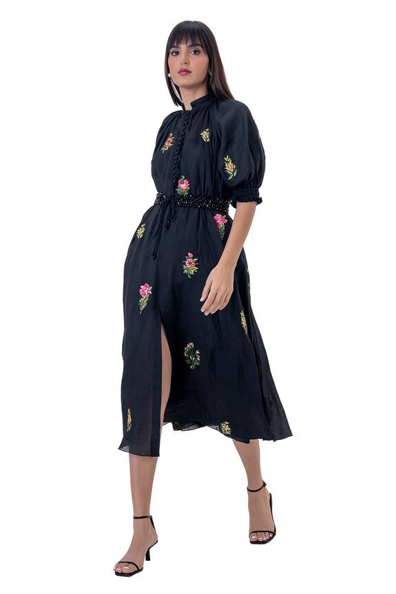 Gaya Linen Floral Embroidered Dress
