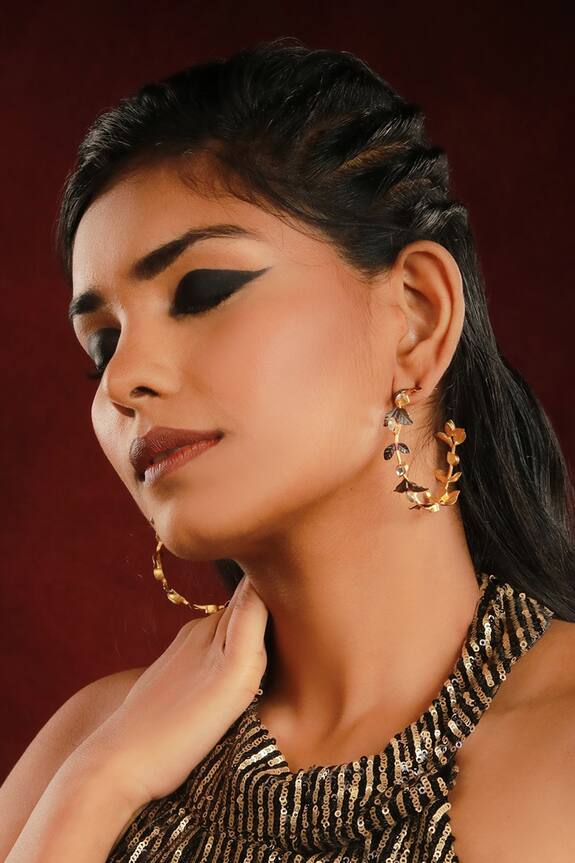 Ishhaara Leaf Embellished Hoops