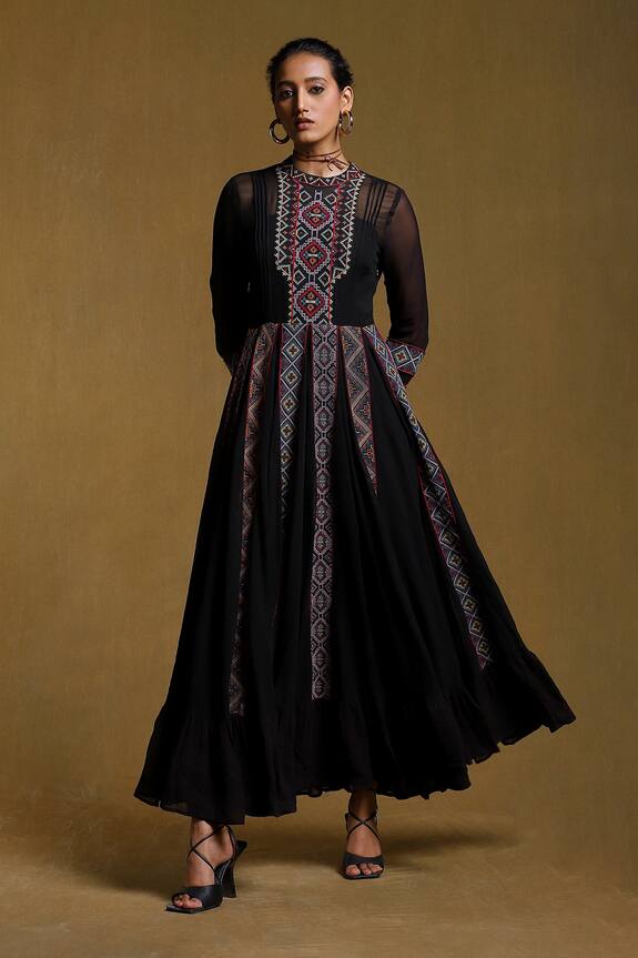 Ritu Kumar Panel Embroidered Maxi Dress