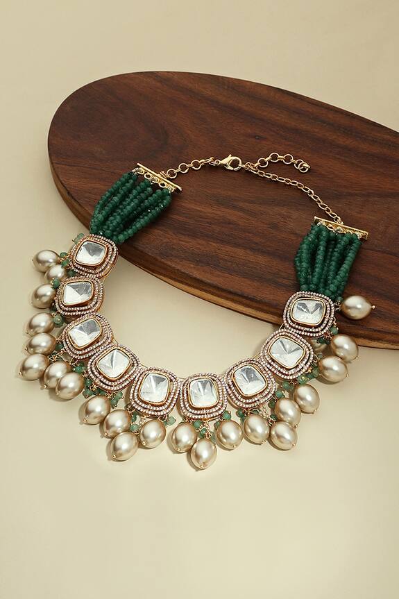 joules by radhika Handcrafted Polki & Pearl Embellished Necklace
