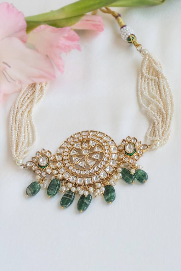 Nepra by Neha Goel Kundan Polki Circular Motif Necklace
