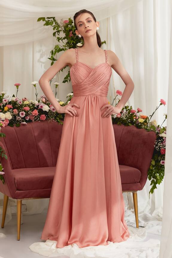 Zosia Aria Ruched Flared Gown