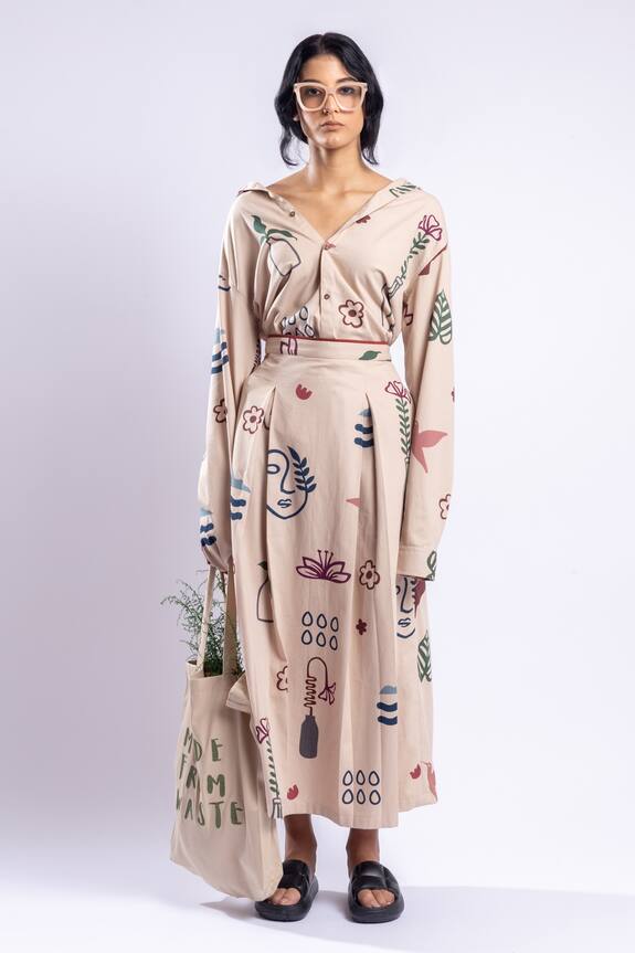 Doodlage Lea Abstract Print Maxi Skirt