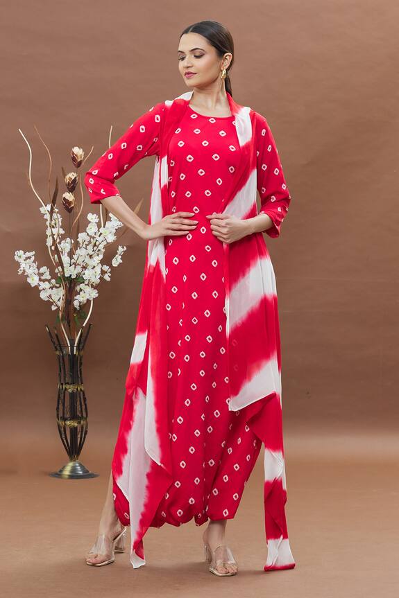 Khwaab by Sanjana Lakhani Bandhej Jumpsuit With Leheriya Jacket