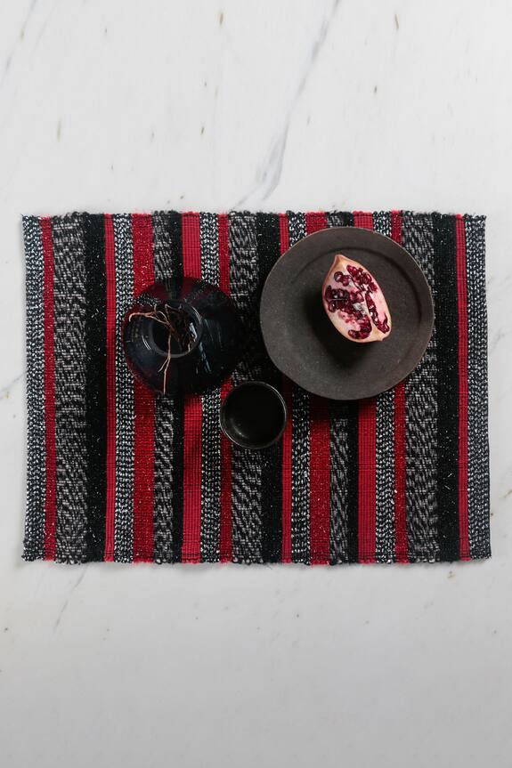 The Kargha Story Scarlet Shimmer Linear Woven Table Mats - Set of 2