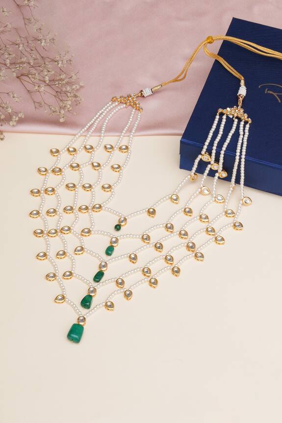 Ruby Raang Kundan & Pearl Studded Necklace