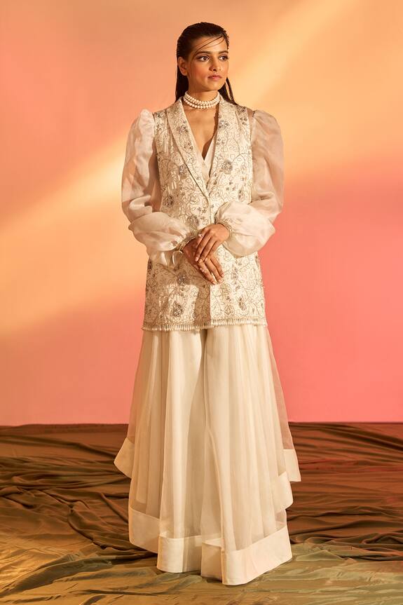 J by Jannat Hand Embroidered Jacket With Skirt Set