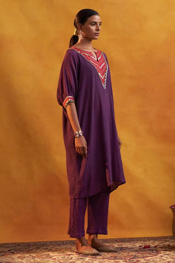 Rekha Agra Polka Dots Print Kimono & Pant Set