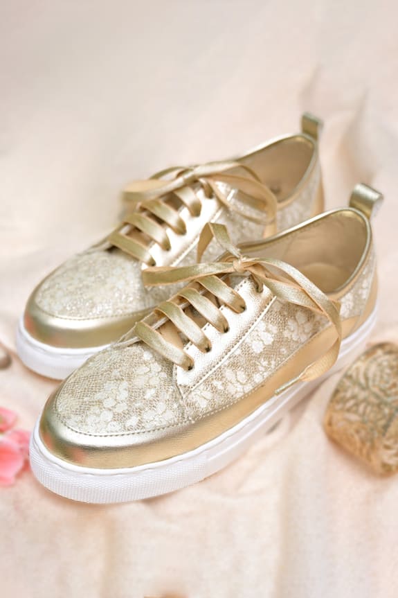 Coral Haze Andrea Lace Detail Wedding Sneakers