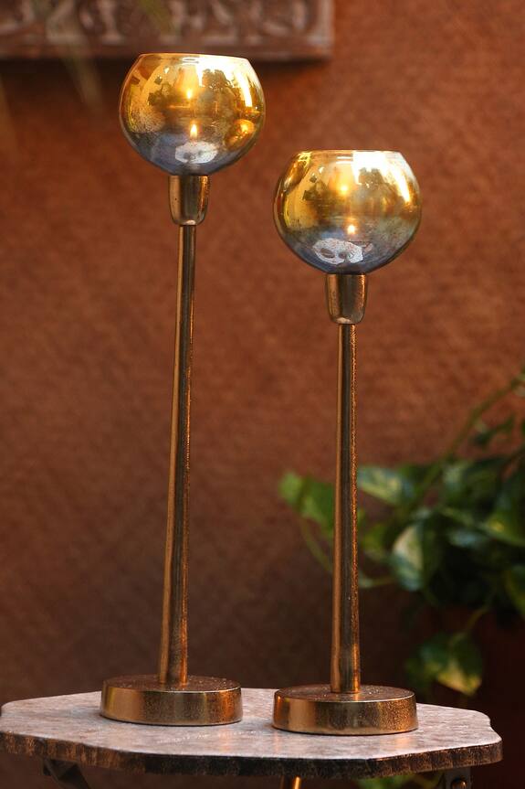 Amoli Concepts Glass Tealight Holders - Set of 2