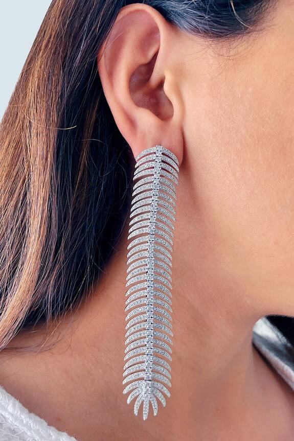 Prerto Quill Diamante Dangler Earrings