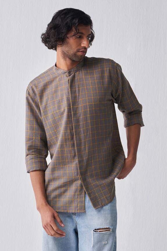 Three Checkered Handwoven Cotton Shirt
