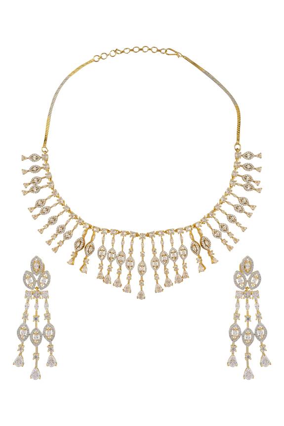 Saga Jewels Diamond Studded Necklace Set