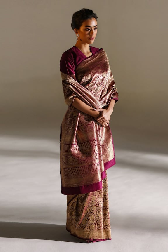 Mimamsaa Vaso Brocade Silk Saree With Unstitched Blouse Piece