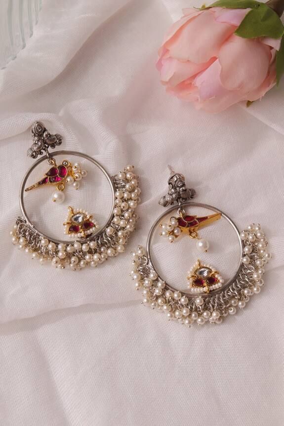 Curio Cottage Parrot & Pearl Embellished Danglers