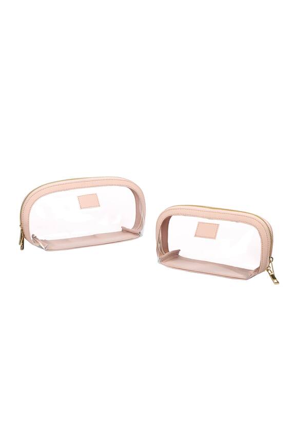 Fuchsia Transparent Vanity Pouch - Set of 2