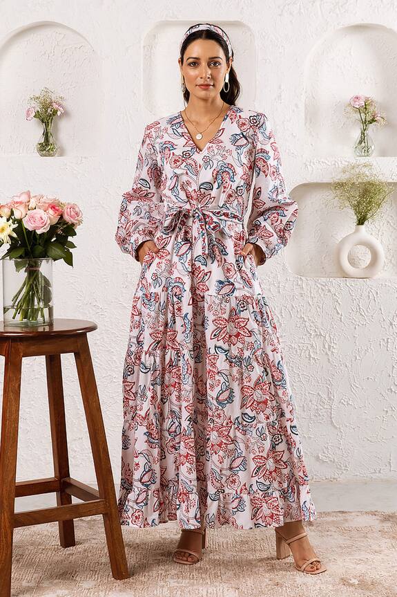 Rivaaj Clothing Cotton Bloom Pattern Maxi Dress