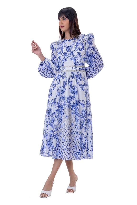 Gaya Coreli Linen Baroque Print Dress