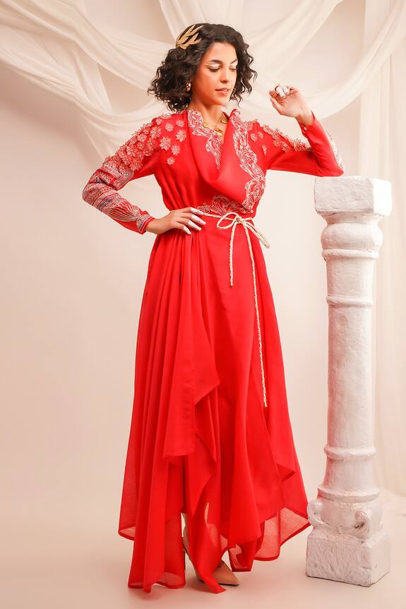 Jajaabor Bodice Embroidered Angrakha & Pant Set