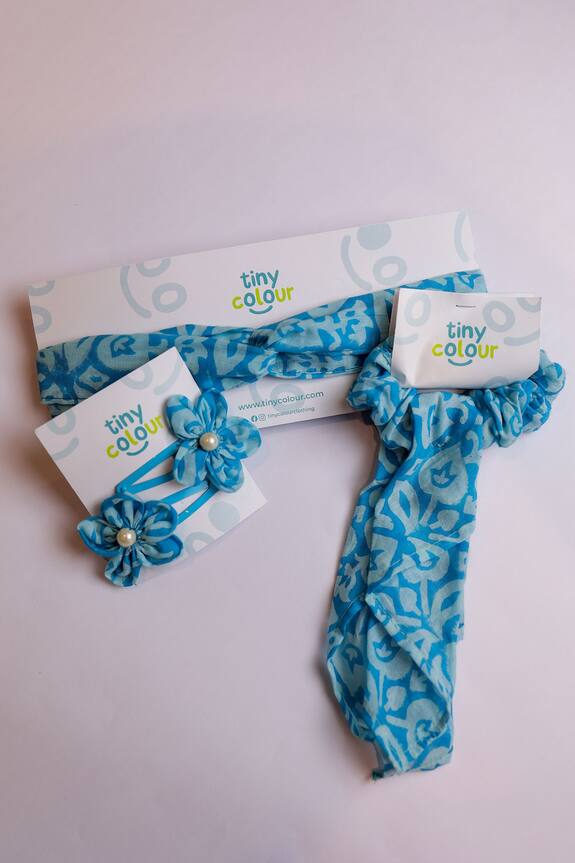 Tiny Colour Clothing Cloudy Sky Printed Hair Band Hairclip & Scrunchie Set