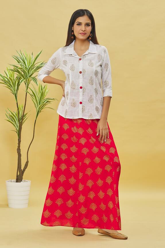 Samyukta Singhania Printed Shirt & Skirt Set