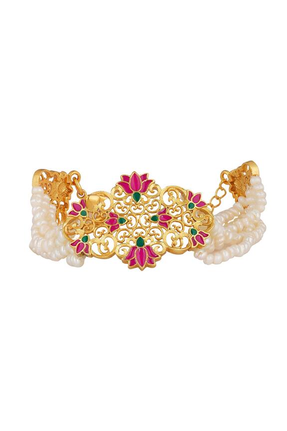 Zariin Enamel Maharani Lotus Choker Necklace