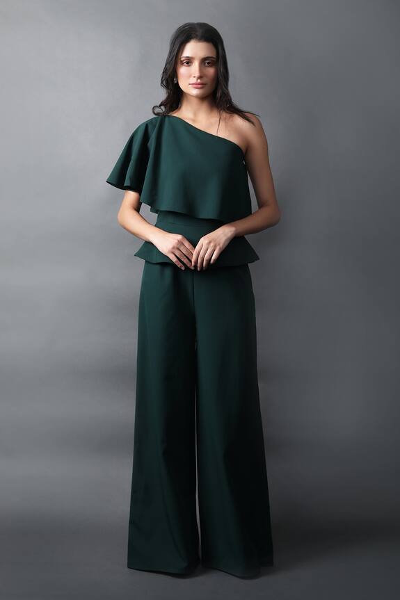 Swatee Singh Solid One-Shoulder Jumpsuit