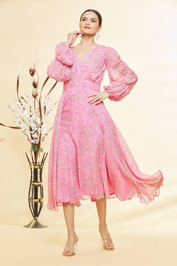 Samyukta Singhania Hand Block Floral Print Dress