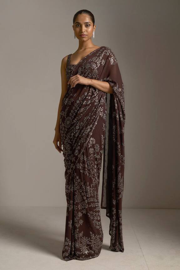 Seema Gujral Crystal Embroidered Saree With Blouse