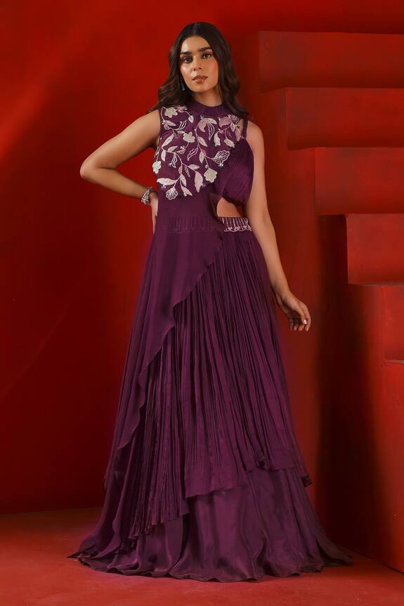 Isha Gupta Tayal Embellished Drape Cape & Lehenga Set