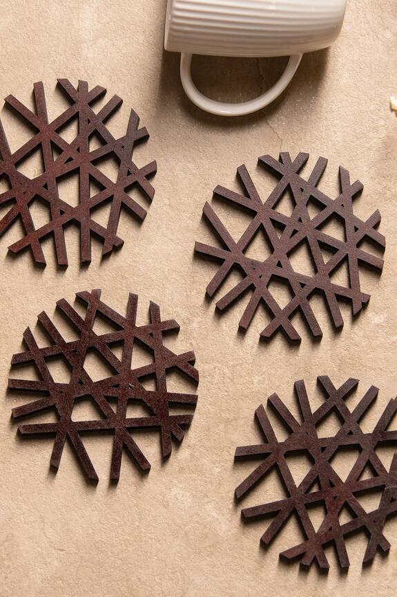 S.G. Home Wooden Round Geometric Coasters - Set of 8