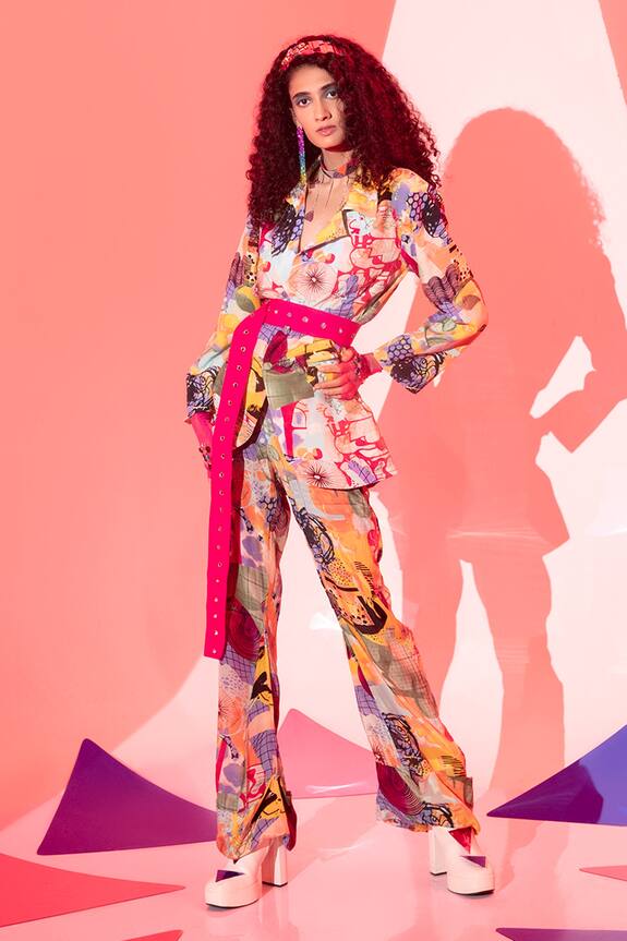 Eshaa Amiin Stella Abstract Print Blazer