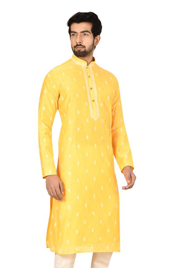 Aryavir Malhotra Chanderi Embroidered Kurta Set