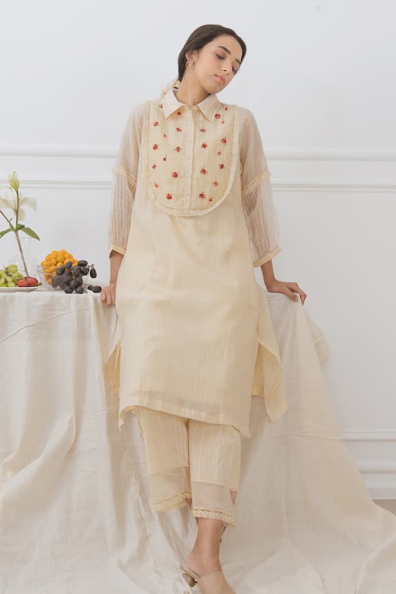 Dhaari Embriodered Yoke Kurta