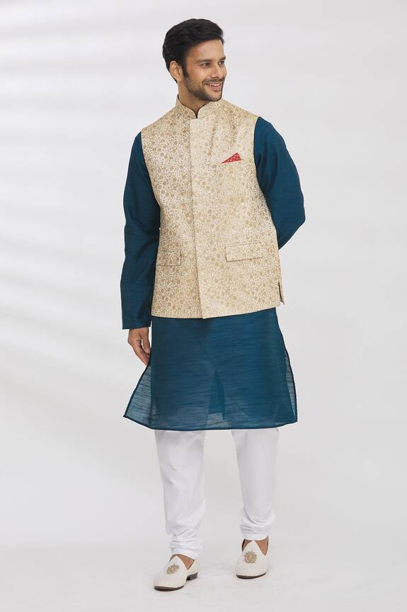 Aham-Vayam Silk Blend Nehru Jacket