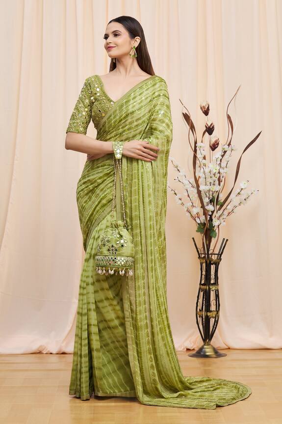 Yoshita Couture Verdaria Tie Dye Saree With Blouse