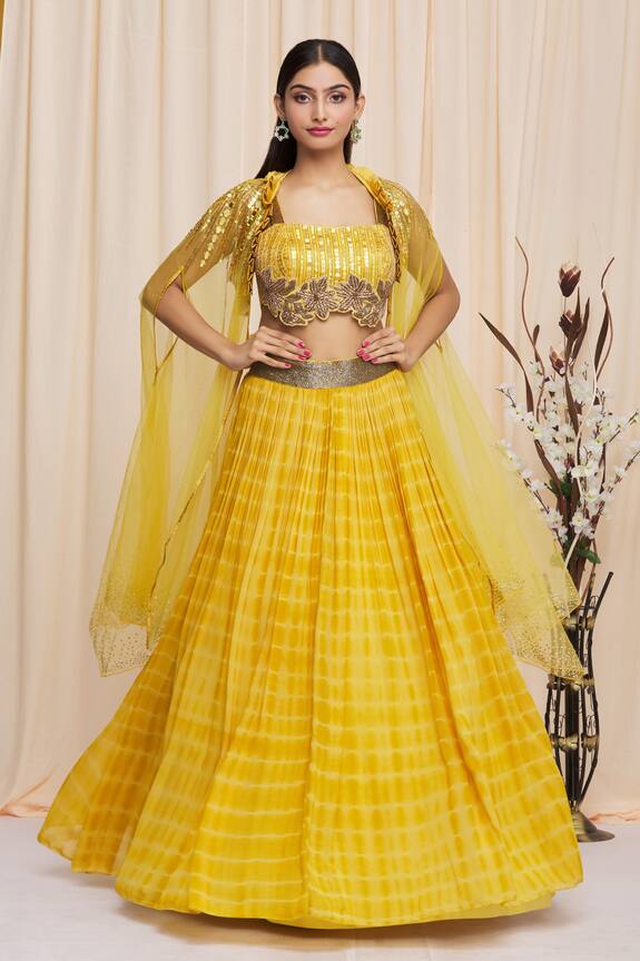 Yoshita Couture Sunny Tie Dye Lehenga Set With Cape