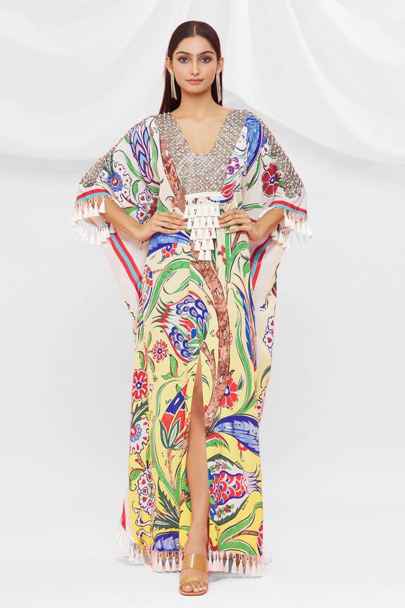 Pria Kataria Puri Floral Pattern Tassel Sleeve Kaftan