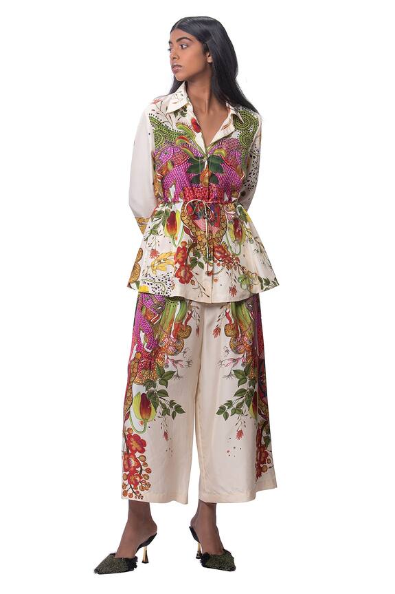 Anamika Khanna Floral Print Shirt & Culottes Set