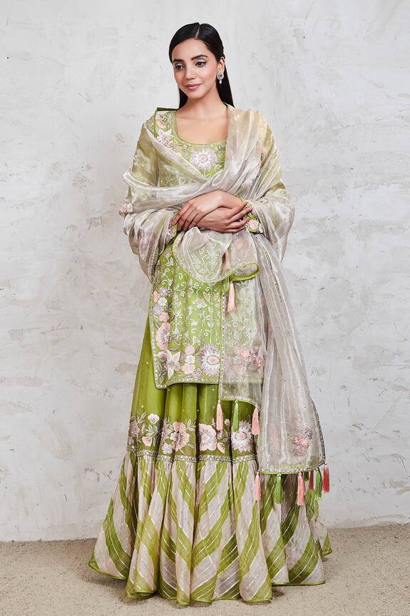 Sue Mue Embroidered Kurta Sharara Set