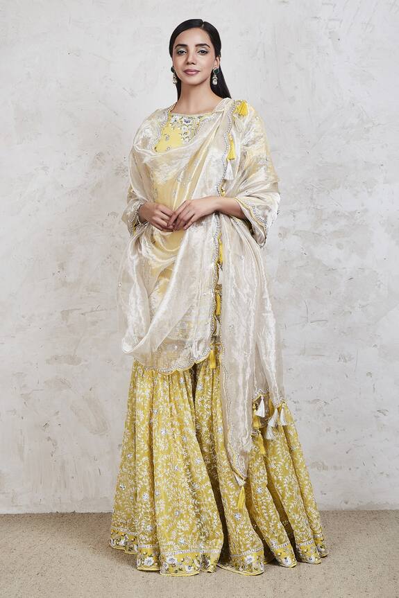 Sue Mue Embroidered Kurta Sharara Set
