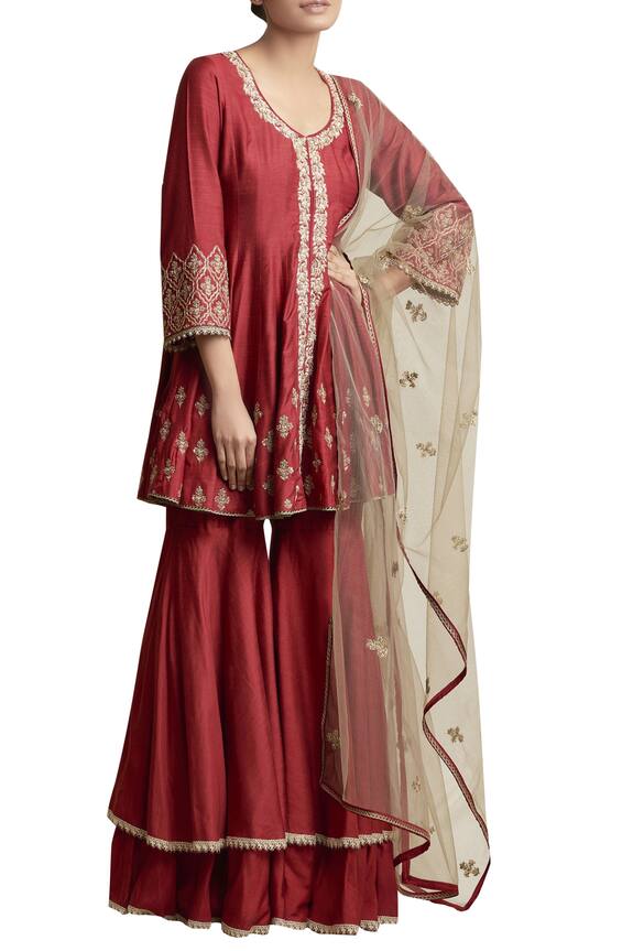 Sue Mue Embroidered Kurta Sharara Set