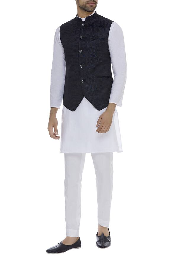 Vikram Bajaj Asymmetric sleeveless nehru jacket