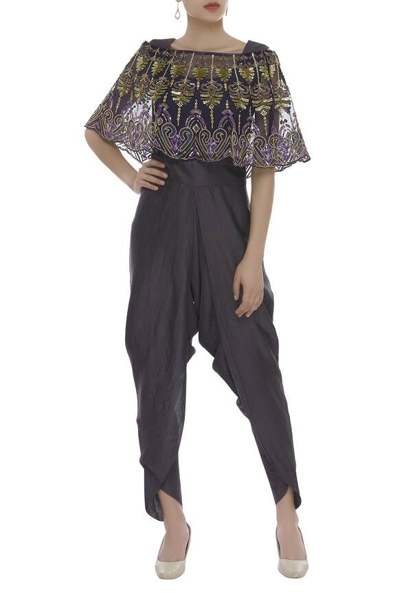 Ayesha Aejaz Silk Jumpsuit with Embroidered Cape