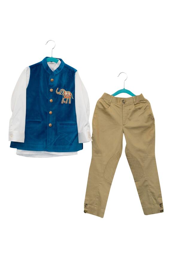 Kids Lane Elephant Embroidered Jacket With Shirt & Breeches